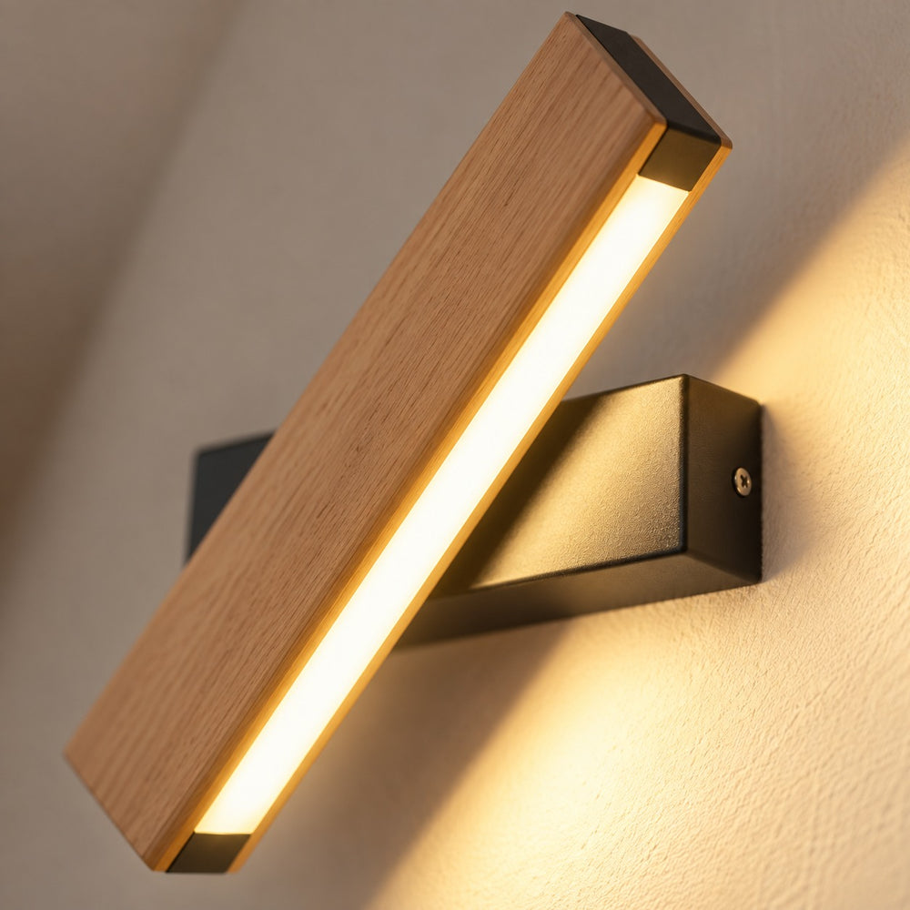 Applique murale chambre, liseuse en bois LED, tête pivotante - pivotante bois dessous en detail #noir #31-cm