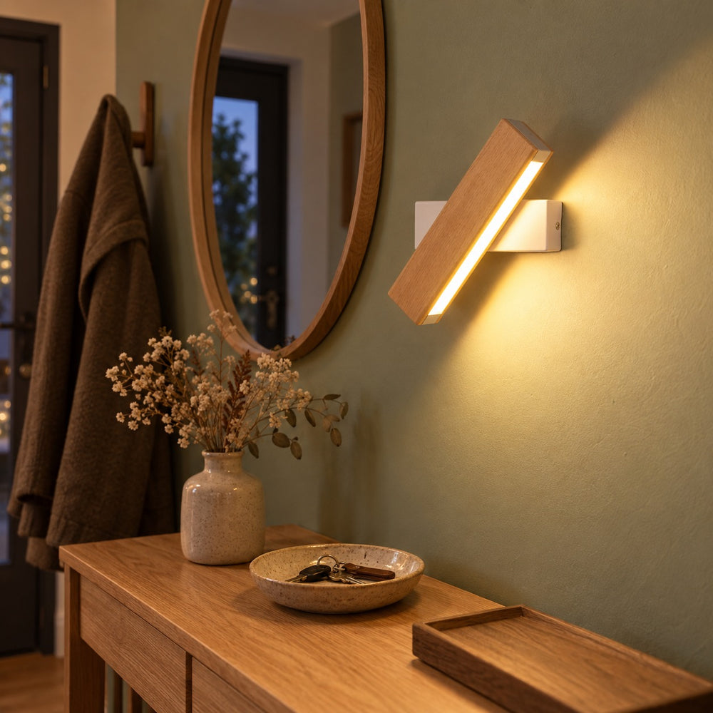 Applique murale chambre, liseuse en bois LED, tête pivotante - pivotante bois entree #blanc #21-cm