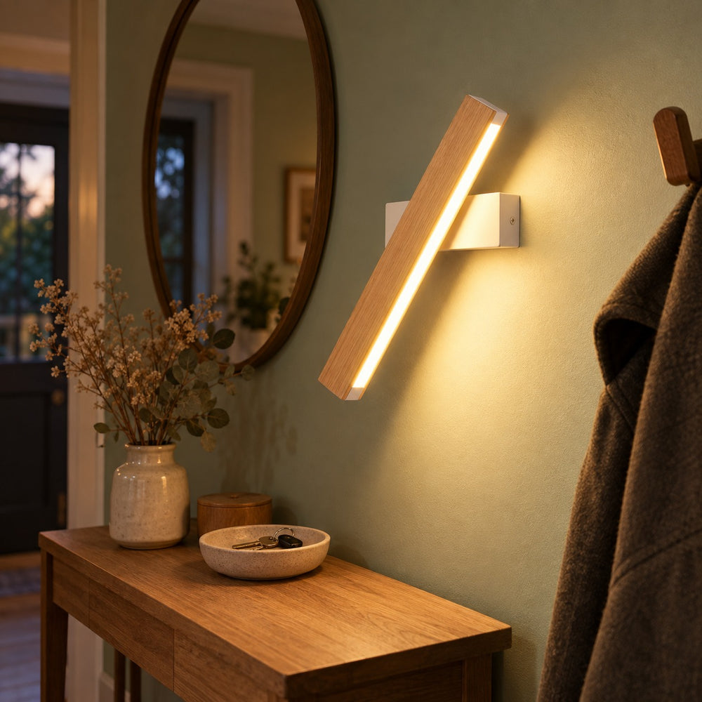 Applique murale chambre, liseuse en bois LED, tête pivotante - pivotante bois entree #blanc #31-cm
