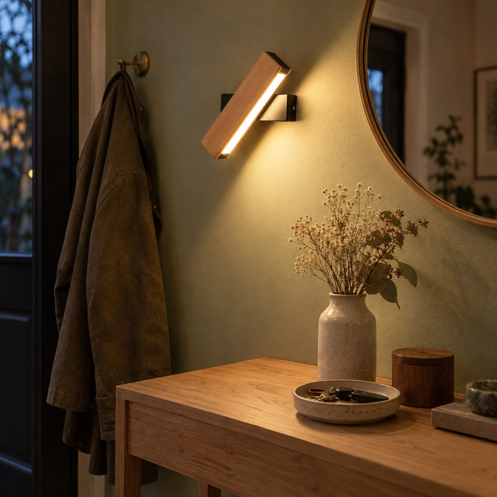 Applique murale chambre, liseuse en bois LED, tête pivotante - pivotante bois entree #noir #21-cm