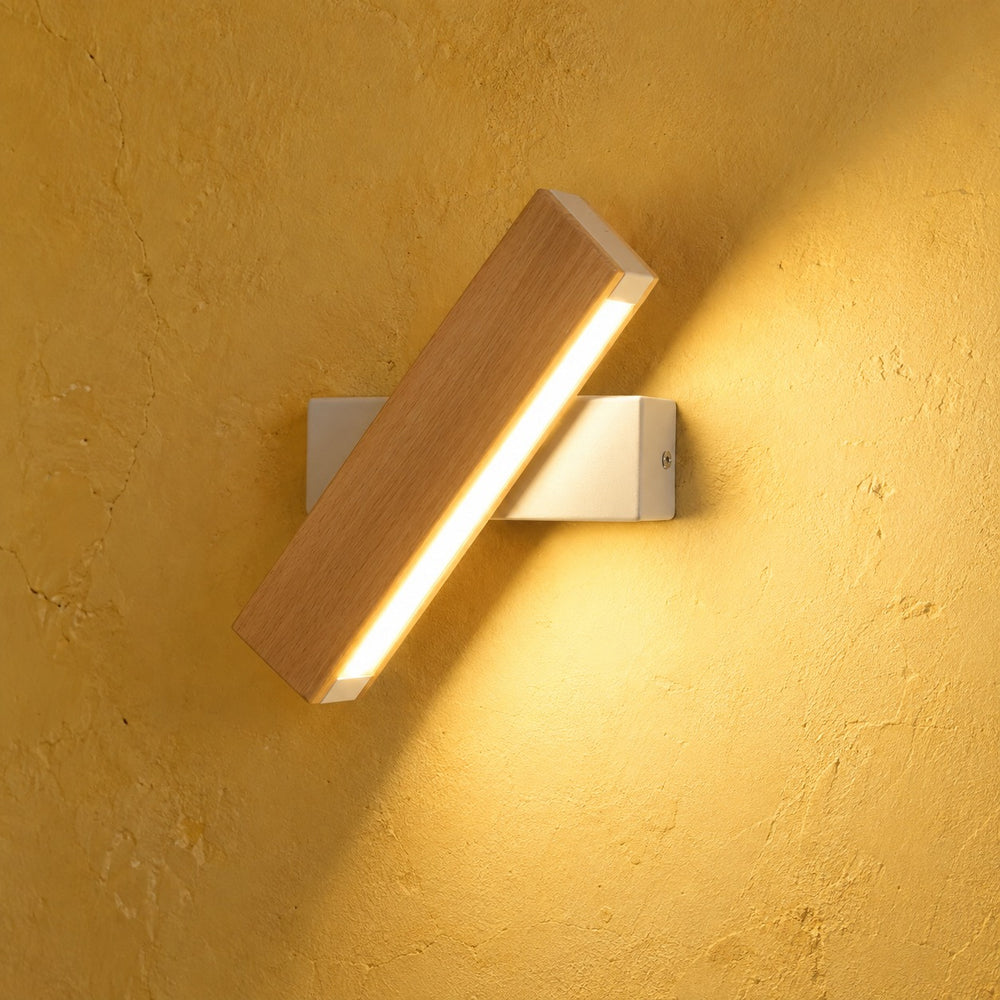 Applique murale chambre, liseuse en bois LED, tête pivotante - pivotante bois mur jaune classique #blanc #21-cm