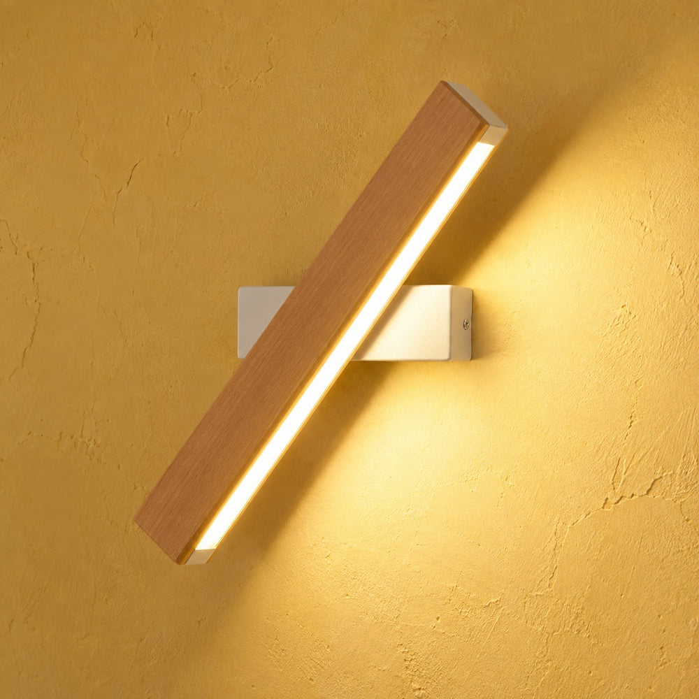 Applique murale chambre, liseuse en bois LED, tête pivotante - pivotante bois mur jaune classique #blanc #31-cm