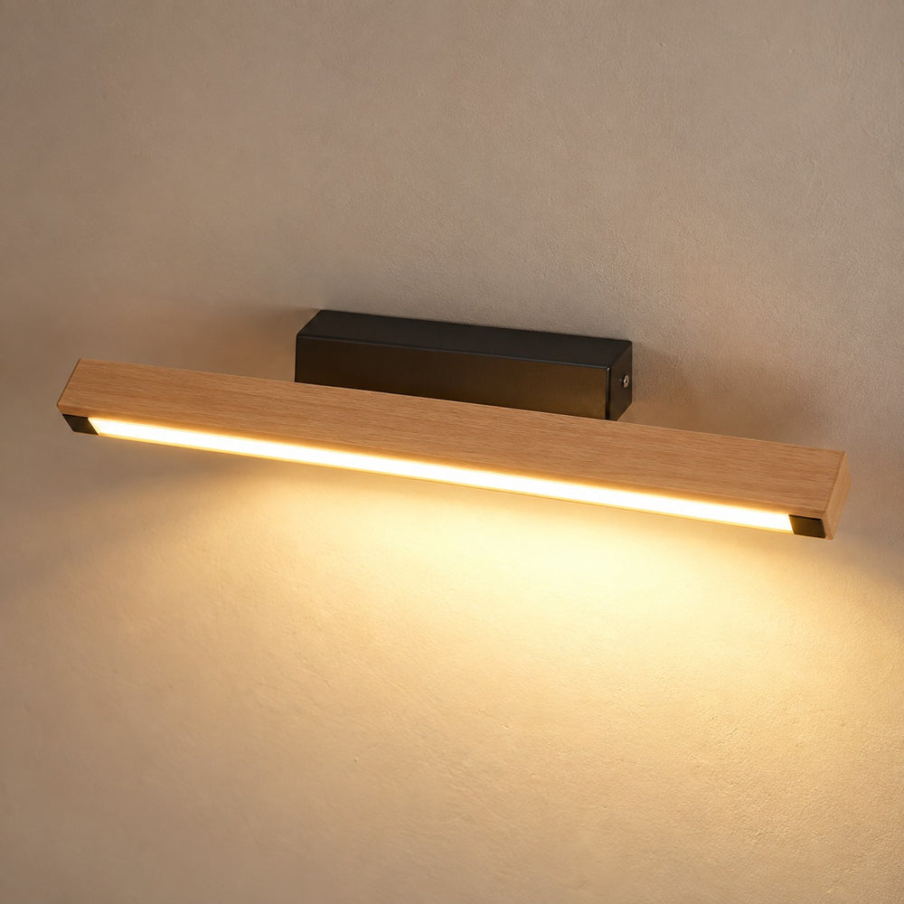 Applique murale chambre, liseuse en bois LED, tête pivotante - pivotante bois vue drone #noir #31-cm