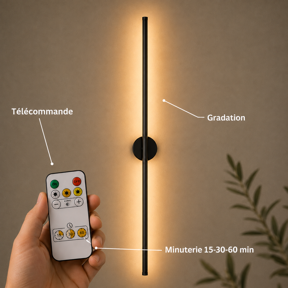 Fonction : télécommande, minuterie 15-30-60 min, gradation #noir-80-cm