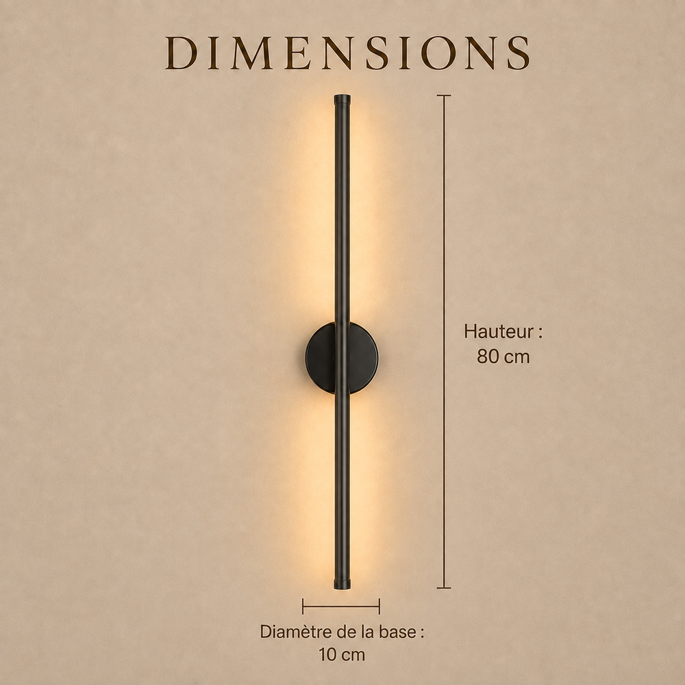 Dimensions : hauteur 80 cm, diamètre de la base 10 cm #noir-80-cm
