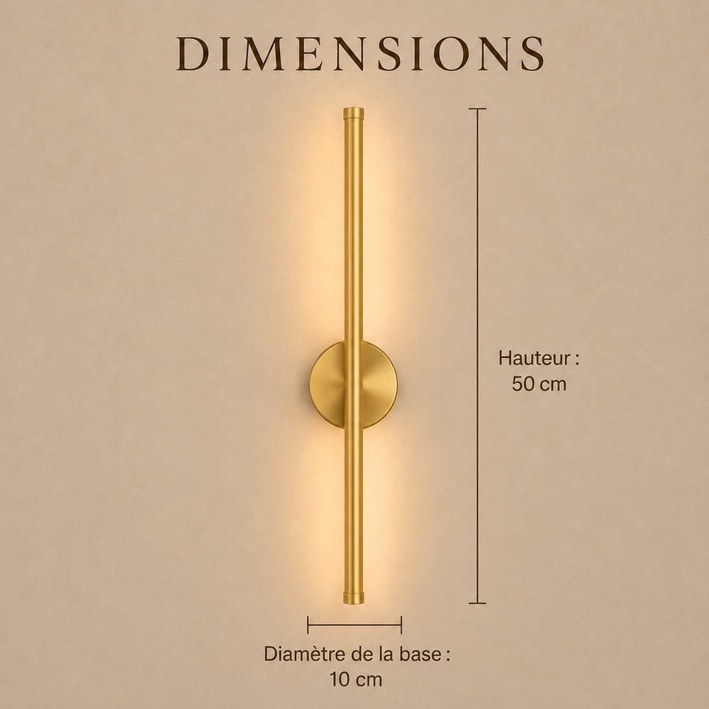 Dimensions : hauteur 50 cm, diamètre de la base 10 cm #or-50-cm