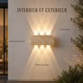 Intérieur et extérieur : applique certifiée IP65 sur une façade, résiste à la pluie