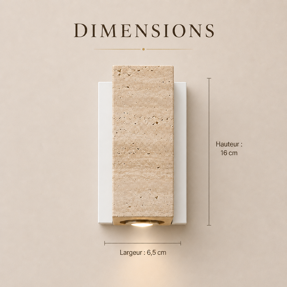 Dimensions : hauteur 16 cm, largeur 6,5 cm #carre-socle-blanc