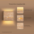 Applique murale chambre tête de lit, travertin, lumière chaude - reva 12 matiere travertin translucide #12-cm