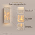 Applique murale chambre tête de lit, travertin, lumière chaude - reva 16 matiere travertin translucide #16-cm