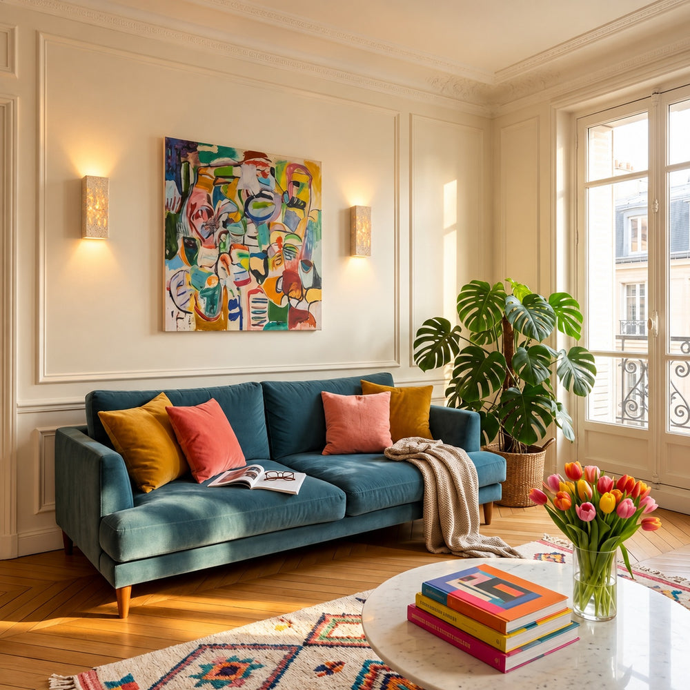 Applique murale chambre tête de lit, travertin, lumière chaude - reva 16 salon parisien lumineux #16-cm