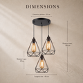 Dimensions de la suspension 3 têtes cage géométrique