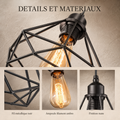 Détails et matériaux : fil métallique noir, ampoule filament ambré, finition mate