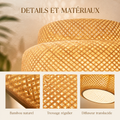 Détails et matériaux : bambou naturel, tressage régulier, diffuseur translucide
