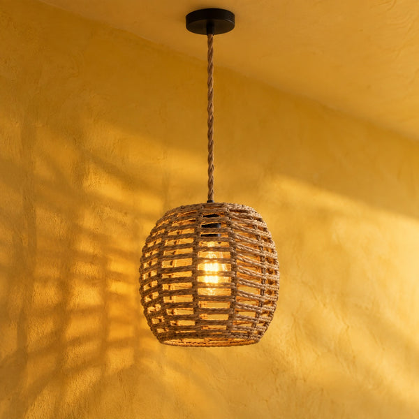 Suspension salon rotin tressé, vintage, douille E27
