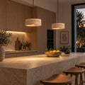 Suspension salon travertin jaune, pierre naturelle Ø 20 cm - travertin 04 ilot cuisine