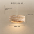 Suspension salon travertin jaune, pierre naturelle Ø 20 cm - travertin 05 dimensions