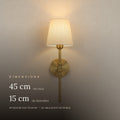 Applique murale chambre abat-jour tissu doré, style campagne - v9 dimensions 45 cm de haut