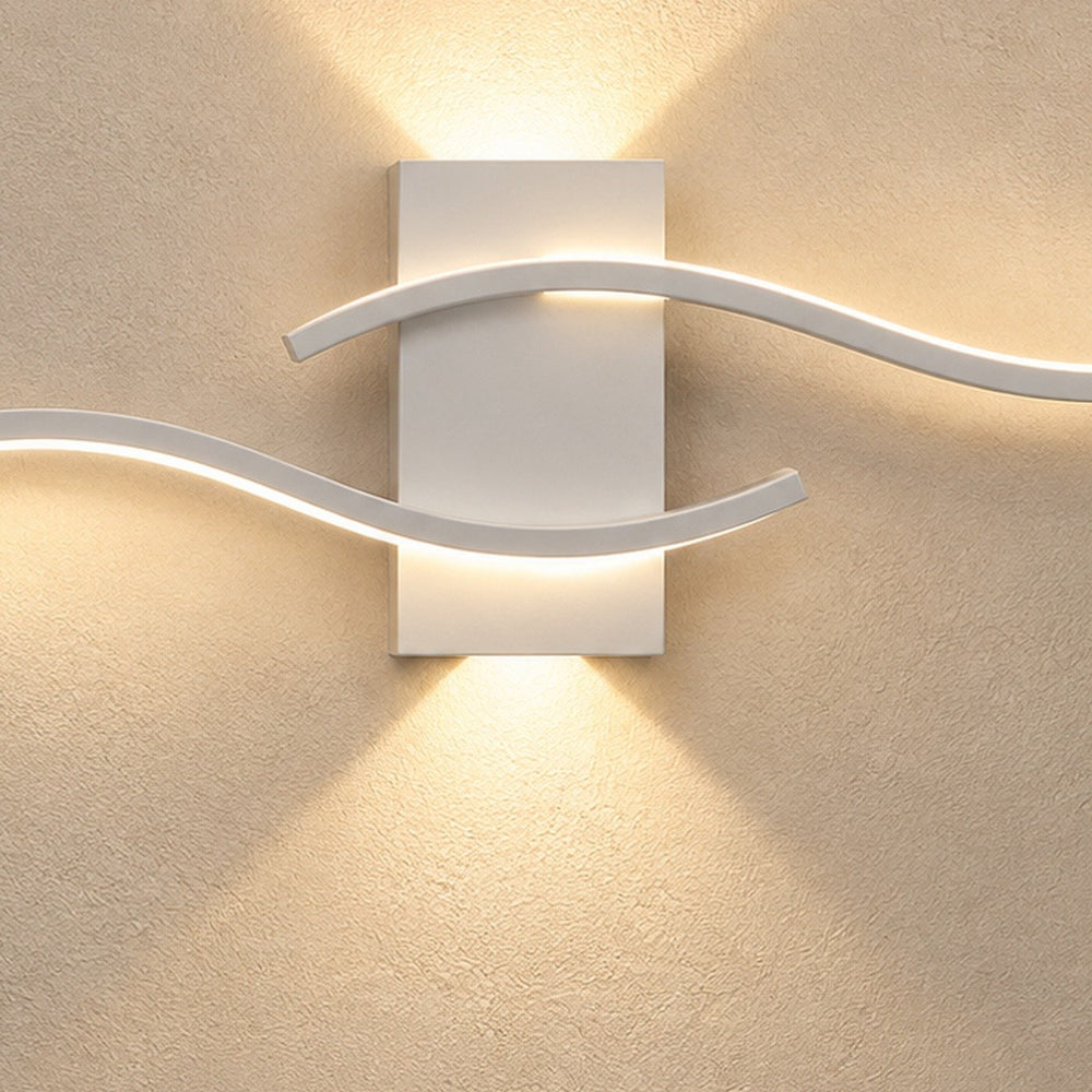 Applique murale salon LED, design moderne et simple - vague blanc 01 gros plan #blanc