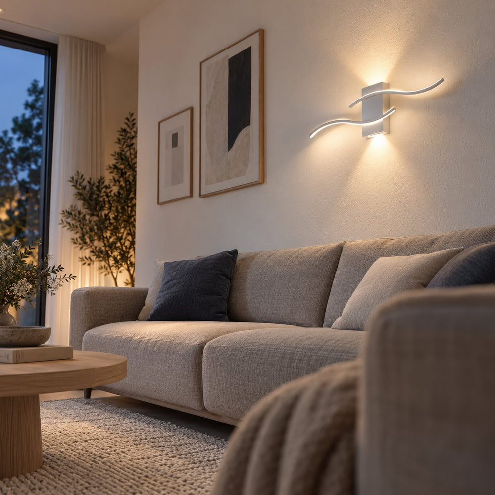 Applique murale salon LED, design moderne et simple - vague blanc 02 salon #blanc