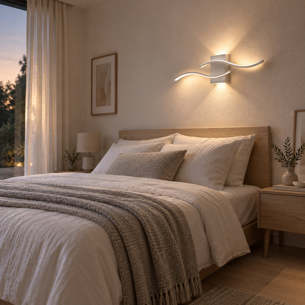 Applique murale salon LED, design moderne et simple - vague blanc 03 chambre #blanc