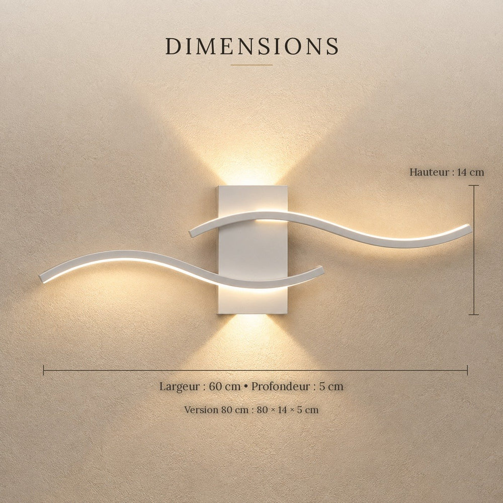 Applique murale salon LED, design moderne et simple - vague blanc 04 dimensions #blanc