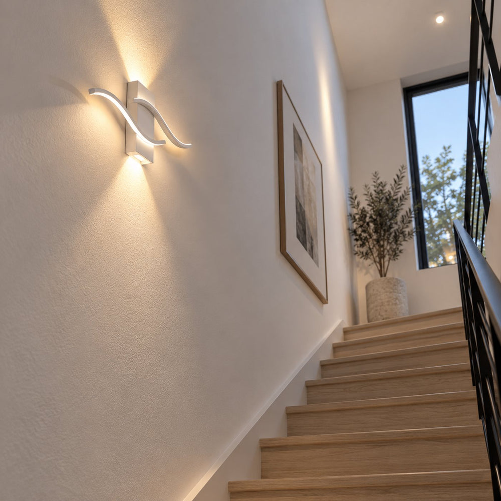 Applique murale salon LED, design moderne et simple - vague blanc 08 escalier #blanc