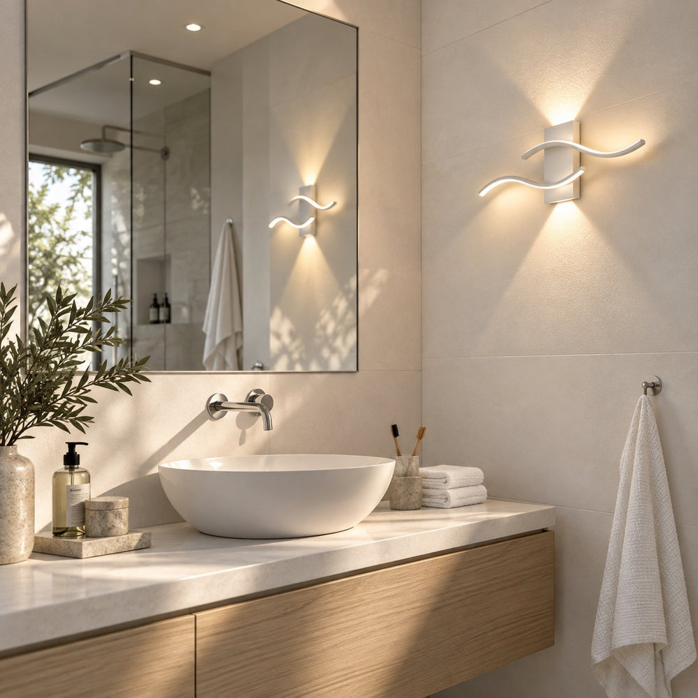 Applique murale salon LED, design moderne et simple - vague blanc 10 salle de bain #blanc