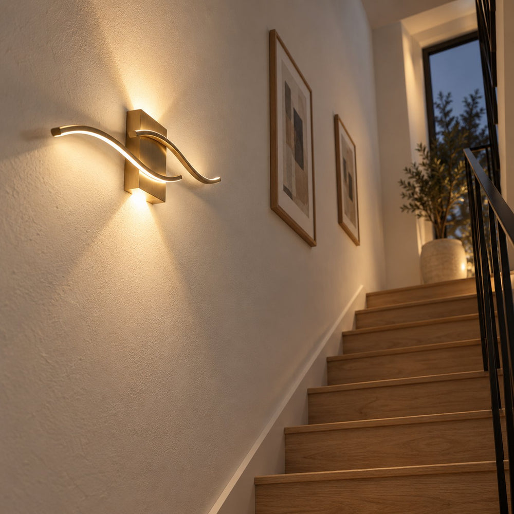 Applique murale salon LED, design moderne et simple - vague or 08 escalier #or