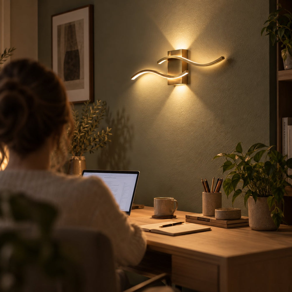 Applique murale salon LED, design moderne et simple - vague or 09 bureau #or
