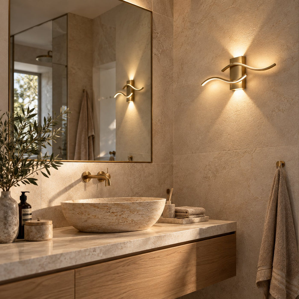 Applique murale salon LED, design moderne et simple - vague or 10 salle de bain #or