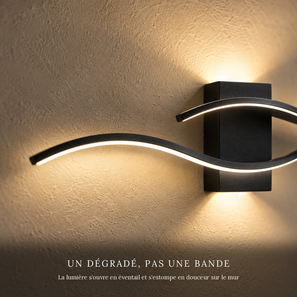 Applique murale salon LED, design moderne et simple - vague v5 info degrade #noir