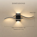 Applique murale salon LED, design moderne et simple - vague v5 info dimensions #noir
