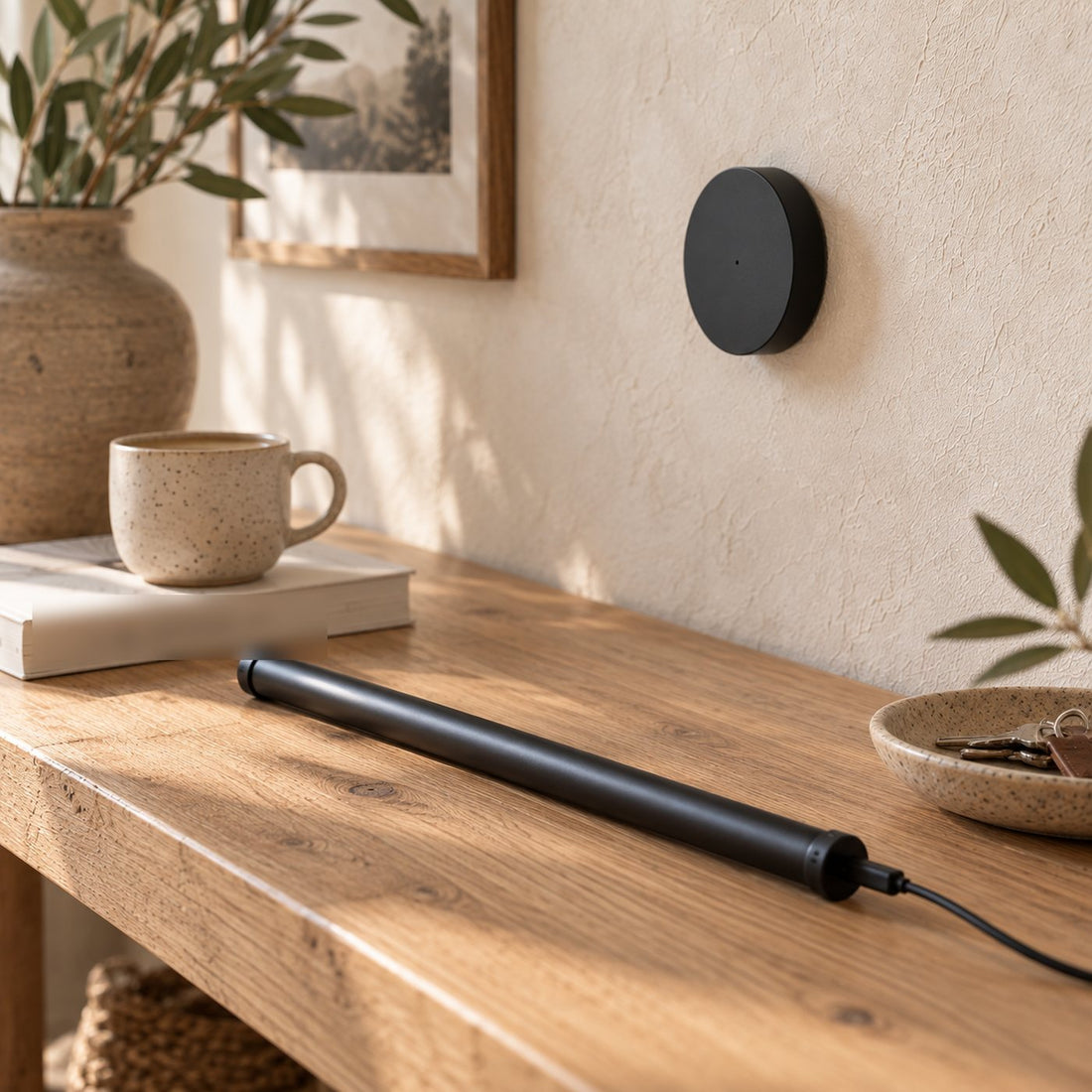 Main qui retire le tube de l'applique sans fil pour le recharger